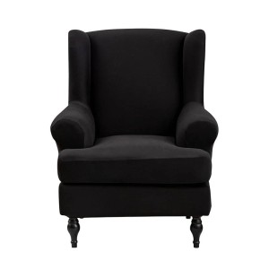 POKROWIEC NA FOTEL USZAK - GŁADKI - CZARNY