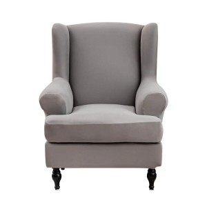 POKROWIEC NA FOTEL USZAK - GŁADKI - SZARY