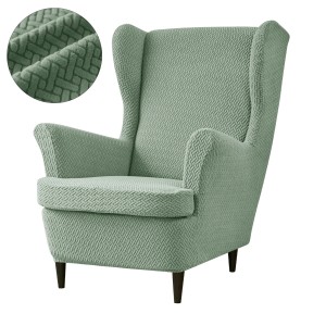 POKROWIEC NA FOTEL USZAK - ŻAKARDOWY - Chevron - Matcha