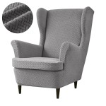 POKROWIEC NA FOTEL USZAK - ŻAKARDOWY - Chevron - Jasny Szary