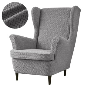 POKROWIEC NA FOTEL USZAK - ŻAKARDOWY - Chevron - Jasny Szary