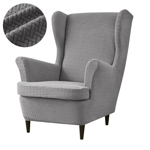 POKROWIEC NA FOTEL USZAK - ŻAKARDOWY - Chevron - Jasny Szary.jpeg