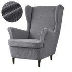 POKROWIEC NA FOTEL USZAK - ŻAKARDOWY - Chevron - Szary