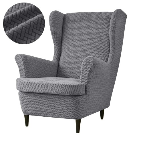 POKROWIEC NA FOTEL USZAK - ŻAKARDOWY - Chevron - Szary.jpeg