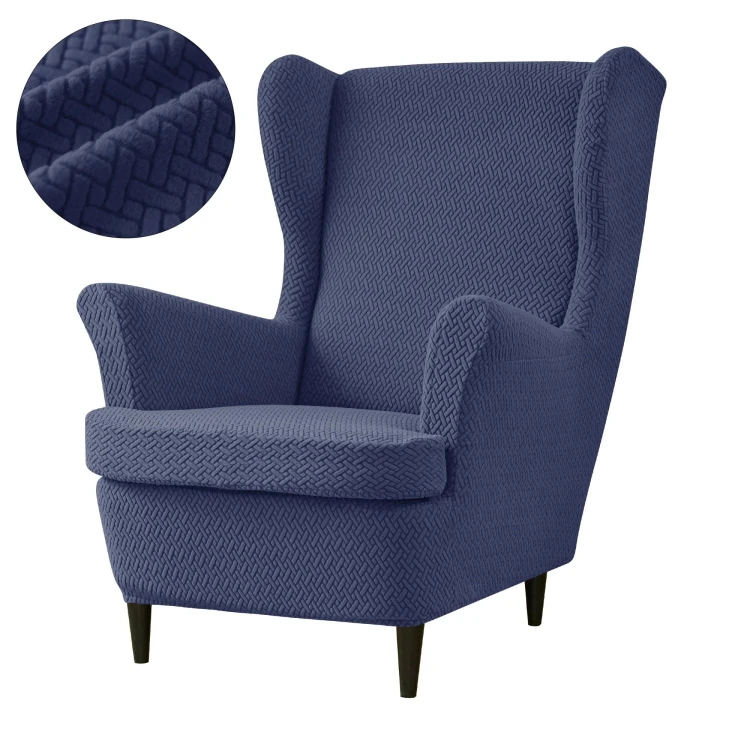POKROWIEC NA FOTEL USZAK - ŻAKARDOWY - Chevron - Navy Blue.jpeg