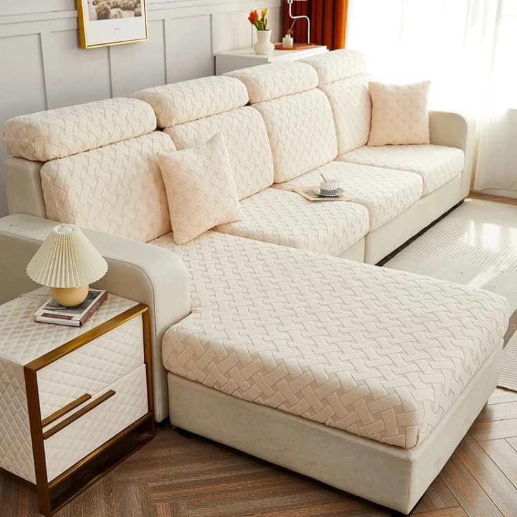 POKROWIEC NA SIEDZISKO KANAPY - ŻAKARDOWY - Pasy - HAZELNUT CREAM.jpeg