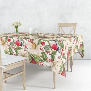 Obrus świąteczny - materiałowy - gładki - Kwiatowy