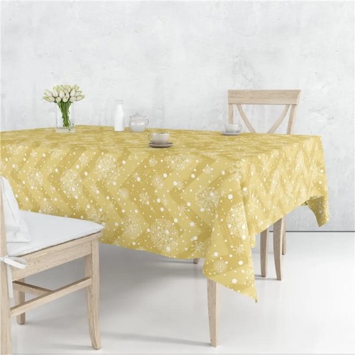 Obrus świąteczny - materiałowy - gładki - Złocista Śnieżynka.jpeg