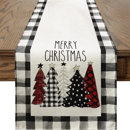 Obrus świąteczny - materiałowy - 183x33cm - Modern Christmas.jpeg