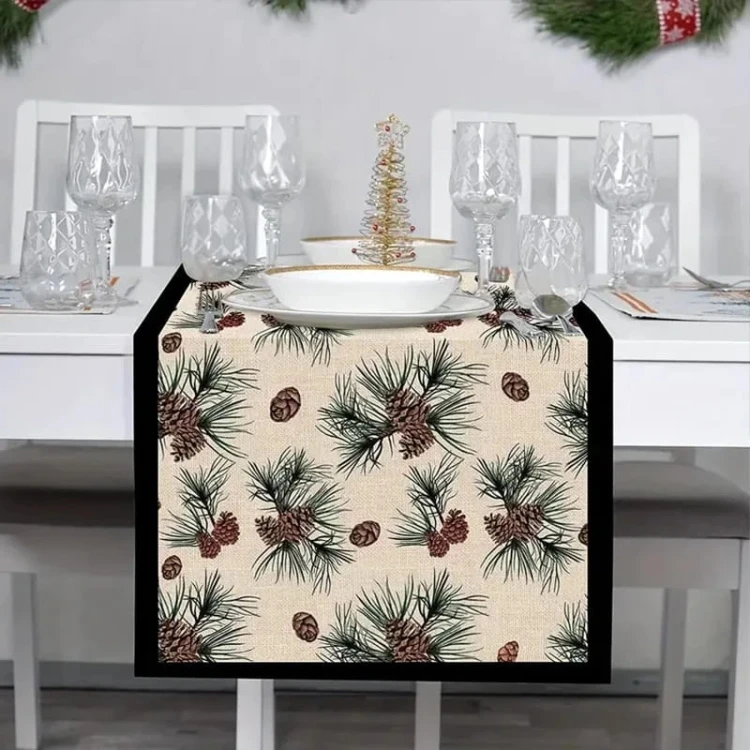 Obrus świąteczny - materiałowy - 183x33cm - Szyszki.jpeg