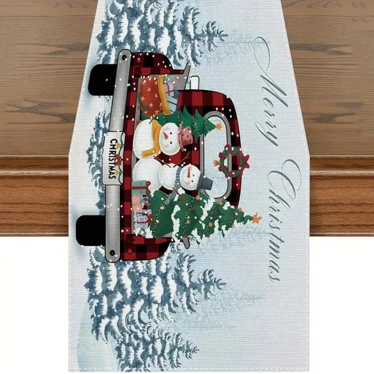 Obrus świąteczny - materiałowy - 183x33cm - Bałwany.jpeg