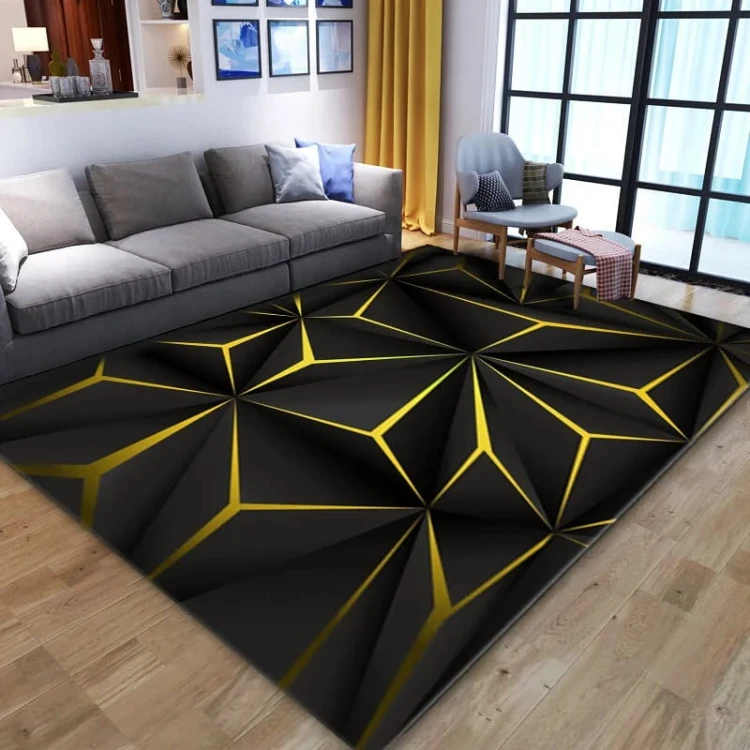 Nowoczesny dywan 3D - Do salonu - Yellow.jpeg