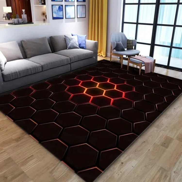 Nowoczesny dywan 3D - Do salonu - Dark Brick.jpeg