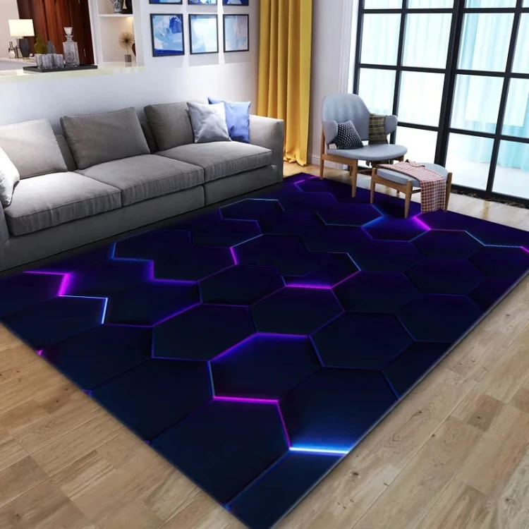 Nowoczesny dywan 3D - Do salonu - Neon Tiles.jpeg