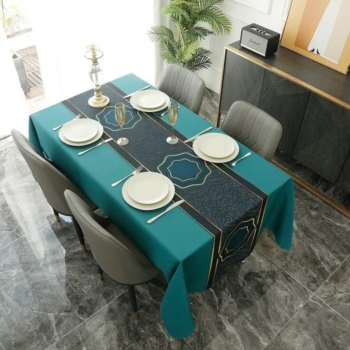 Nowoczesny obrus świąteczny - materiałowy - plamoodporny -  THAI TEAL.jpeg
