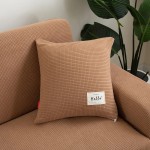 Poszewka na poduszke - 45x45cm - żakardowa - kratka - Camel