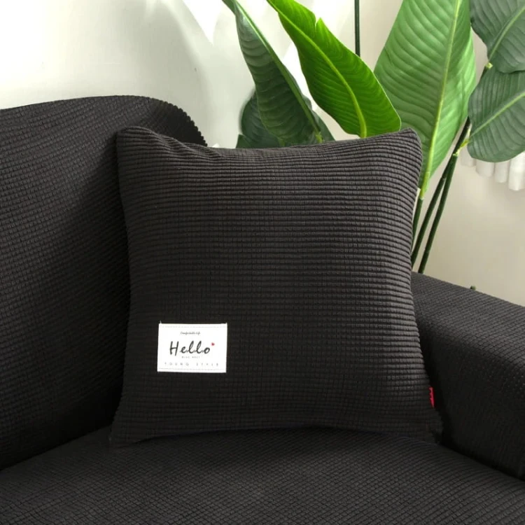 Poszewka na poduszke - 45x45cm - żakardowa - kratka - Czarny.jpeg