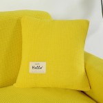 Poszewka na poduszke - 45x45cm - żakardowa - kratka - Żółty