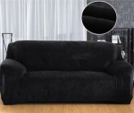 PLUSZOWY POKROWIEC NA KANAPĘ - SOFĘ - CZARNY