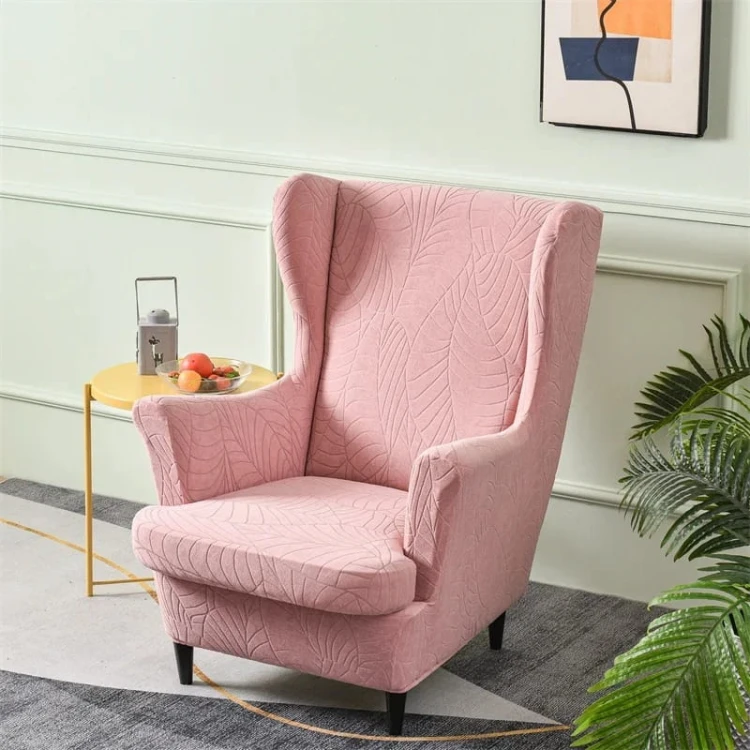 POKROWIEC NA FOTEL USZAK - ŻAKARDOWY - liście - PETITE PINK.jpeg
