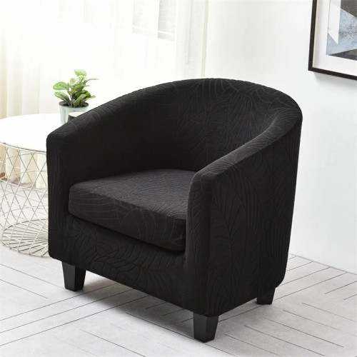 Żakardowy pokrowiec na fotel klubowy - liście - BLACK SPACE.jpeg