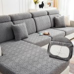 Żakardowy pokrowiec na siedzisko narożnika - cross-tee - SAGE GREY