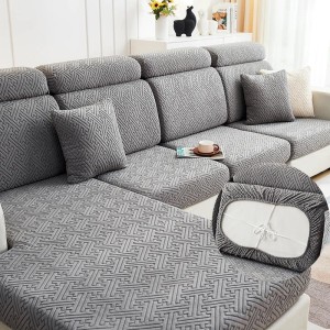 Żakardowy pokrowiec na siedzisko narożnika - cross-tee - SAGE GREY