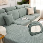 Żakardowy pokrowiec na siedzisko narożnika - zigzag - CHINESE JADE