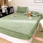 Żakardowy pokrowiec na materac - warkocz - FILIGREE GREEN