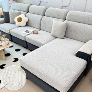 Żakardowy pokrowiec na siedzisko narożnika - leaf - BLANCO