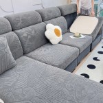 Żakardowy pokrowiec na siedzisko narożnika - monstera - DHUSAR GREY