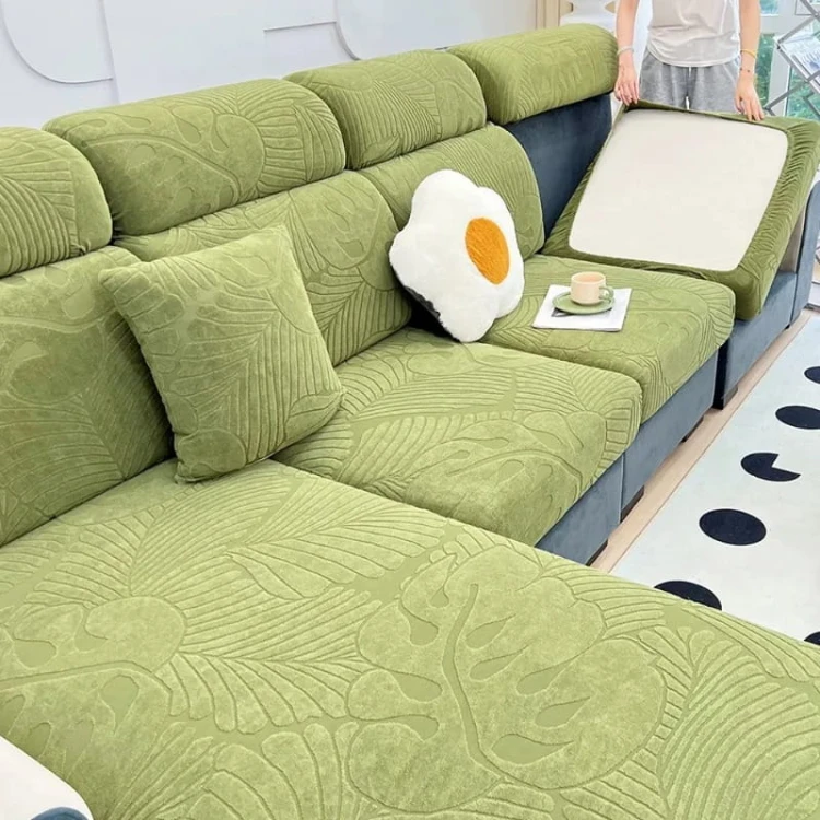 Żakardowy pokrowiec na siedzisko narożnika - monstera - GRASSHOPPER.jpeg
