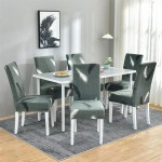 POKROWIEC NA KRZESŁO DO KUCHNI - JADALNI - SALONU - Grayscale Feathers