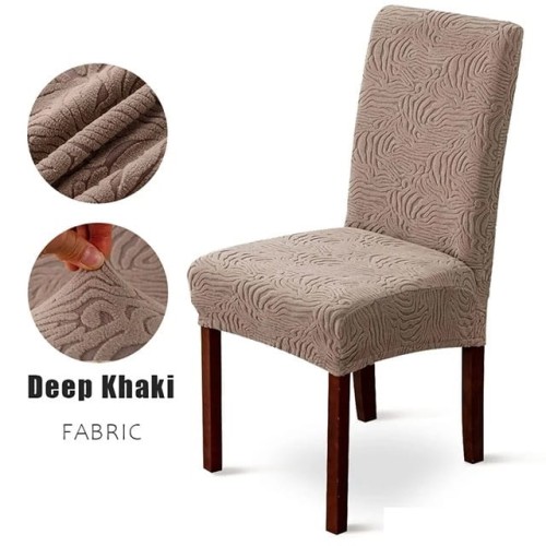 Żakardowy pokrowiec na krzesło - Creased - Ciemne Khaki.jpeg