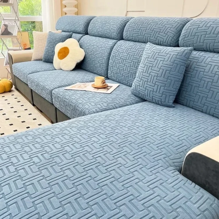 Żakardowy pokrowiec na siedzisko narożnika - bilancieri - Niebieski.jpeg