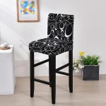 Elastyczny pokrowiec na krzesło barowe - hotelowe - BLACK AND WHITE