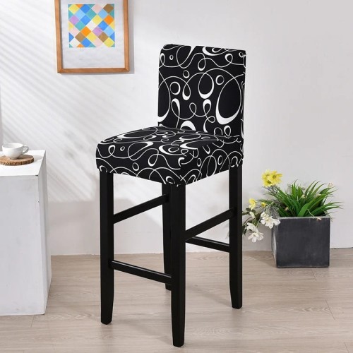 Elastyczny pokrowiec na krzesło barowe - hotelowe - BLACK AND WHITE.jpeg