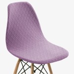 Żakardowy pokrowiec na krzesło skandynawskie - diamante - Liliowy