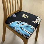 ELASTYCZNY POKROWIEC NA SIEDZISKO KRZESŁA DO KUCHNI - JADALNI - SALONU - NIEBIESKIE LIŚCIE.jpeg