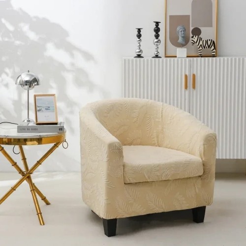 Żakardowy pokrowiec na fotel klubowy - foglie - TRAIL DUST.jpeg