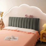 Aksamitny pikowany pokrowiec na zagłówek - oparcie łóżka - line - Szary