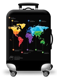 Elastyczny pokrowiec na walizkę - World Map