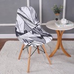 Elastyczny pokrowiec na krzesło skandynawskie - SZARO BIAŁY II