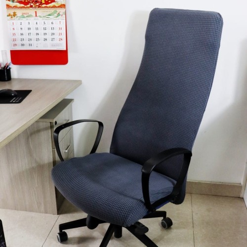 Żakardowy pokrowiec na krzesło biurowe IKEA - MARKUS - kratka - DARK SPELL.jpg
