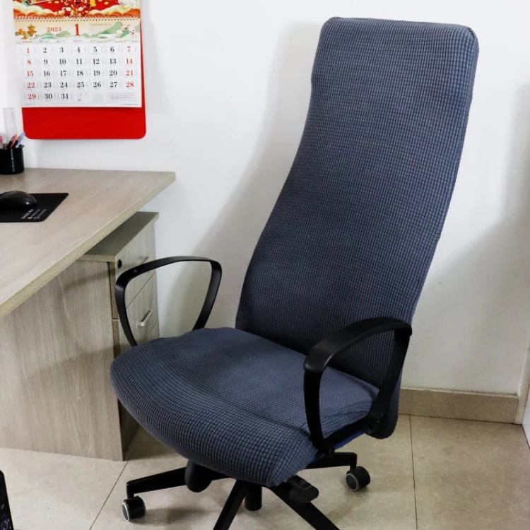 Żakardowy pokrowiec na krzesło biurowe IKEA - MARKUS - kratka - DARK SPELL.jpg