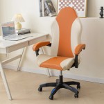 Wodoodporny pokrowiec na fotel gamingowy komputerowy biurowy - krzesło obrotowe - Orange&amp;Beige.jpeg