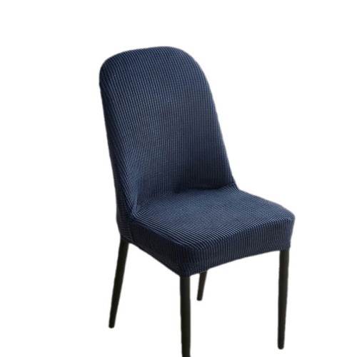 Żakardowy pokrowiec na krzesło z okrągłym oparciem - kratka - NAVY DAMASK.jpg