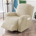 Żakardowy pokrowiec na fotel rozkładany - Creased - Beżowy