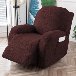 Żakardowy pokrowiec na fotel rozkładany - Creased - Ciemna Kawa