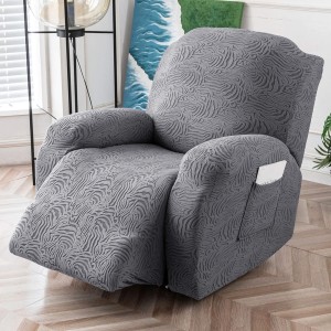 Żakardowy pokrowiec na fotel rozkładany - Creased - Ciemny Szary